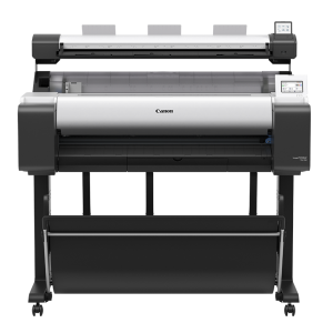 Front view of the Canon imagePROGRAF TM-350 Lm SD-34 large-format printer designed for high-quality professional printing.